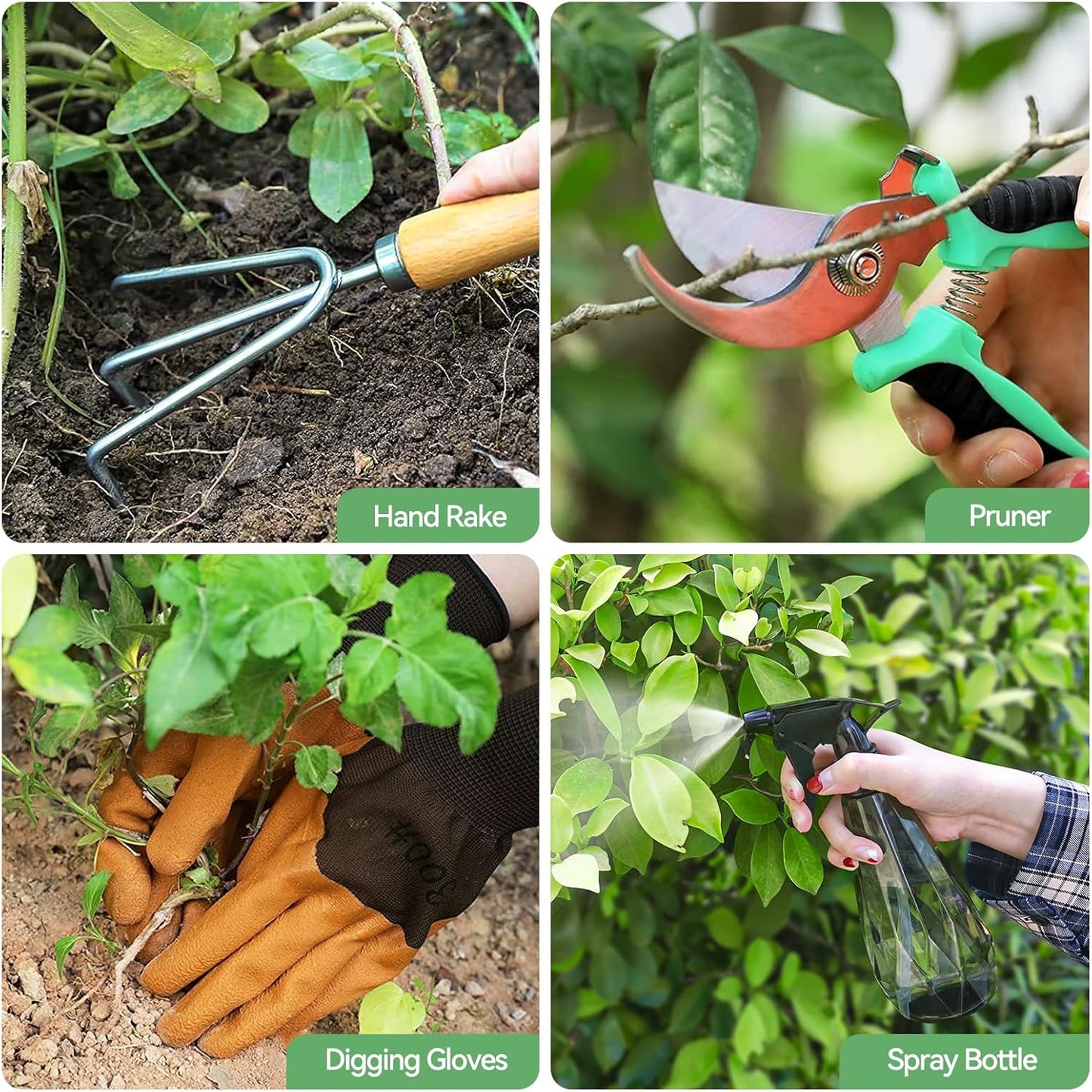 Gardening Tools 9-Piece Heavy Duty Gardening Hand Tools with Fashion and Durable Garden Tools Organizer Handbag,Rust-Proof Garden Tool Set, Ideal Gardening Gifts