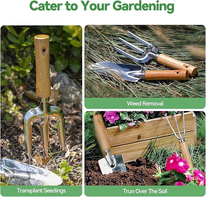 Gardening Tools 9-Piece Heavy Duty Gardening Hand Tools with Fashion and Durable Garden Tools Organizer Handbag,Rust-Proof Garden Tool Set, Ideal Gardening Gifts