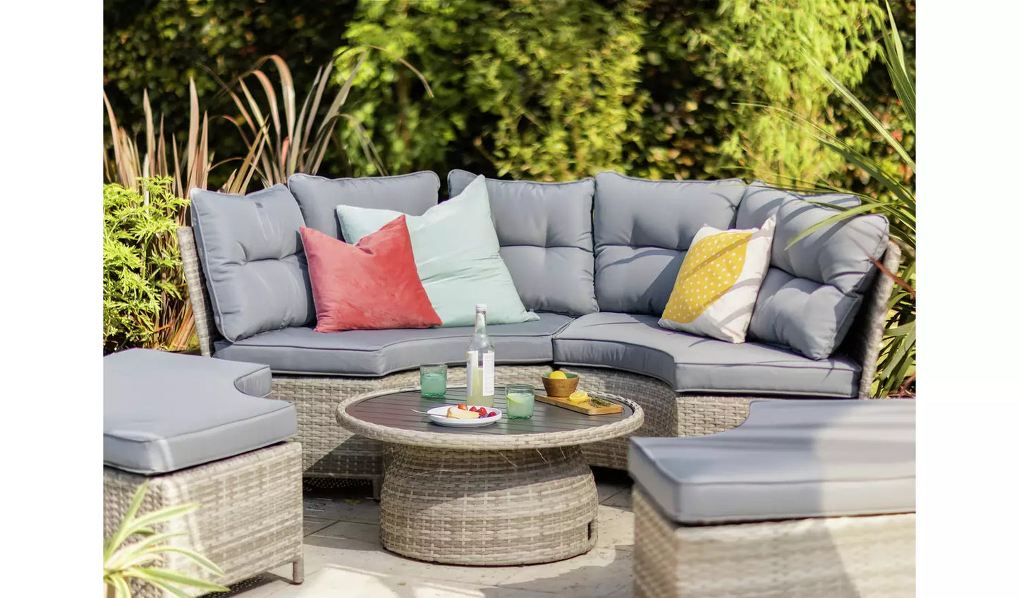 Argos Home Saturn 8 Seater Rattan Garden Sofa Set - Grey