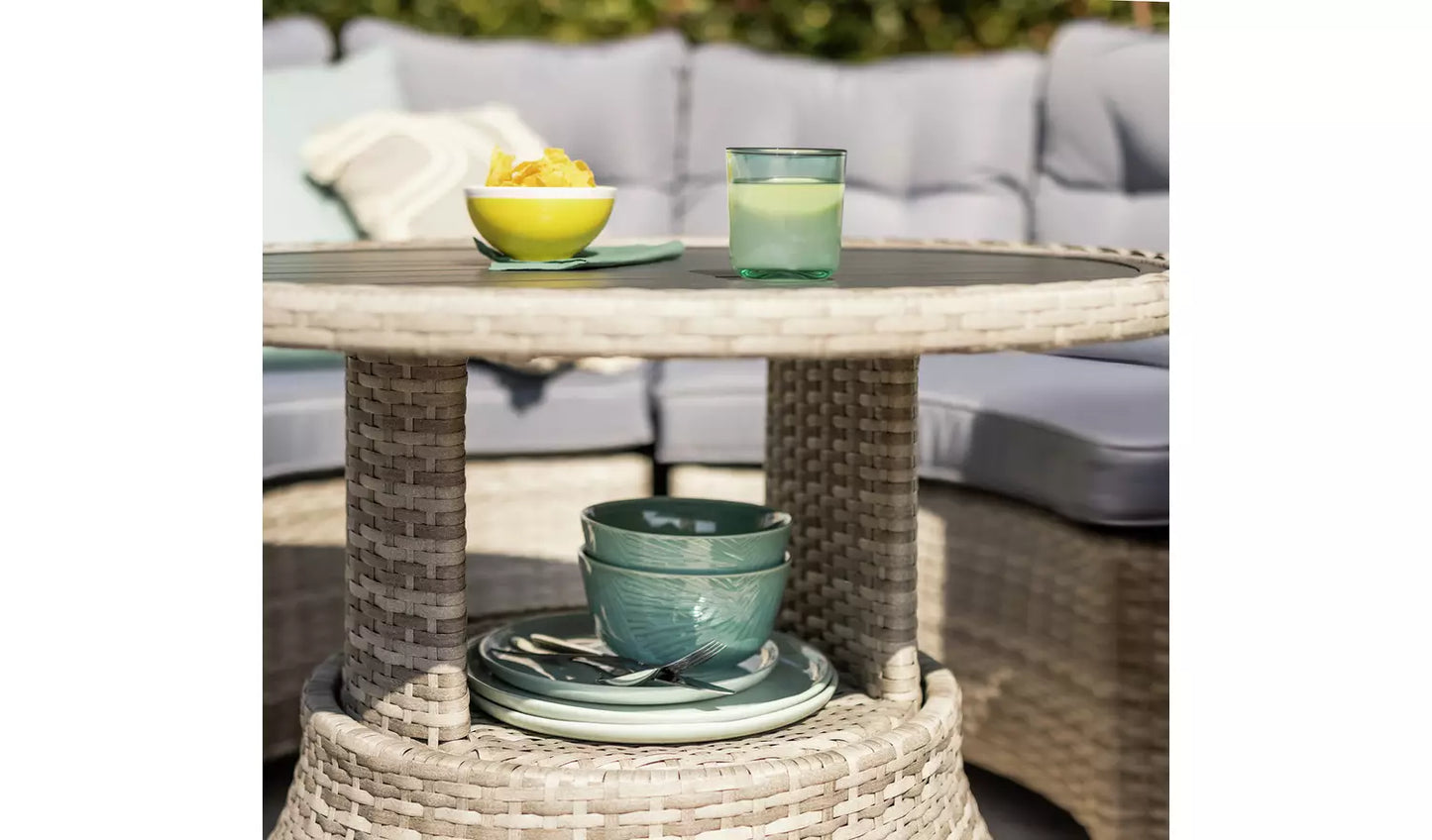 Argos Home Saturn 8 Seater Rattan Garden Sofa Set - Grey