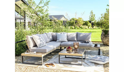 Habitat Zaria 5 Seater Metal Garden Corner Sofa Set -Natural