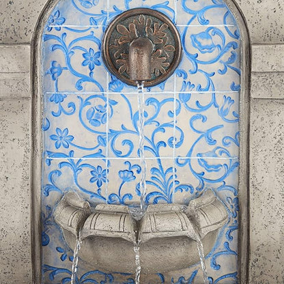 Manhasset 30 1/4" High Large Italian Outdoor Decor Blue Faux Stone Floor Fountain Standing Waterfall Tiered Cascading Water Feature for Outside Garden Patio Yard Backyard Porch Deck - John Timberland