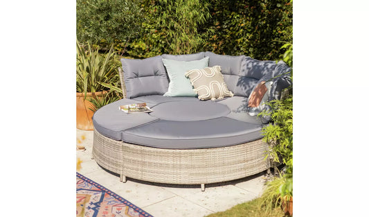 Argos Home Saturn 8 Seater Rattan Garden Sofa Set - Grey