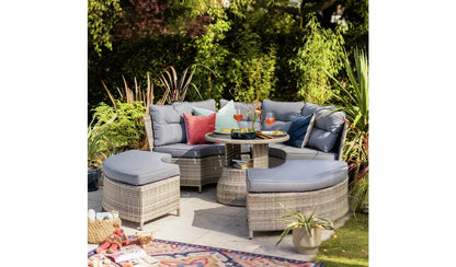 Argos Home Saturn 8 Seater Rattan Garden Sofa Set - Grey